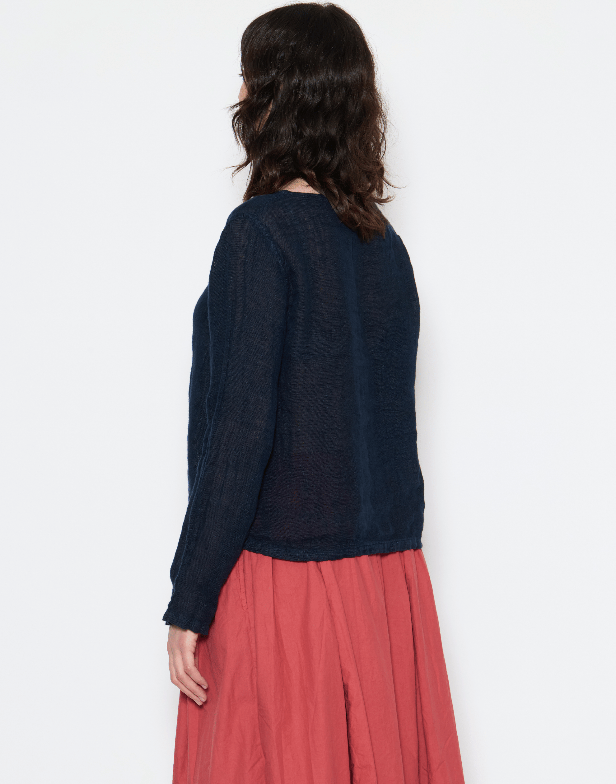 Dark Navy Linen Gauze Lilly Top
