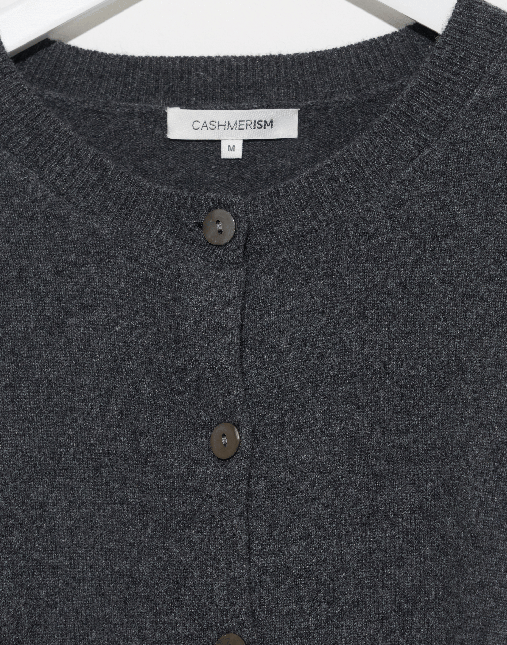 Dark Grey Cashmere Crew Neck Cardigan