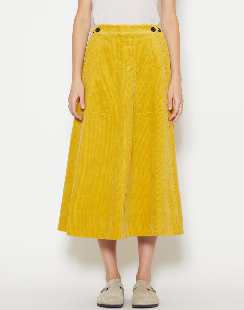 Heliodor Yellow Cotton Corduroy Skirt
