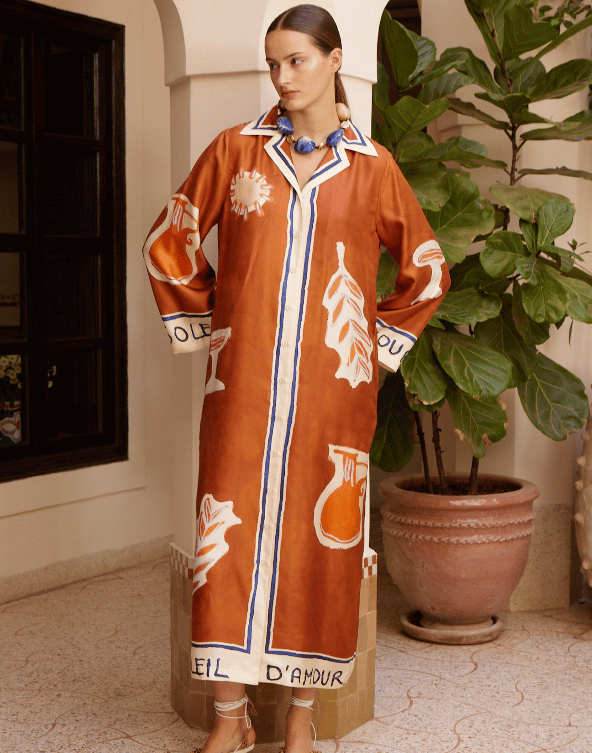 Printed Silk Soleil D’amour Shirt Dress