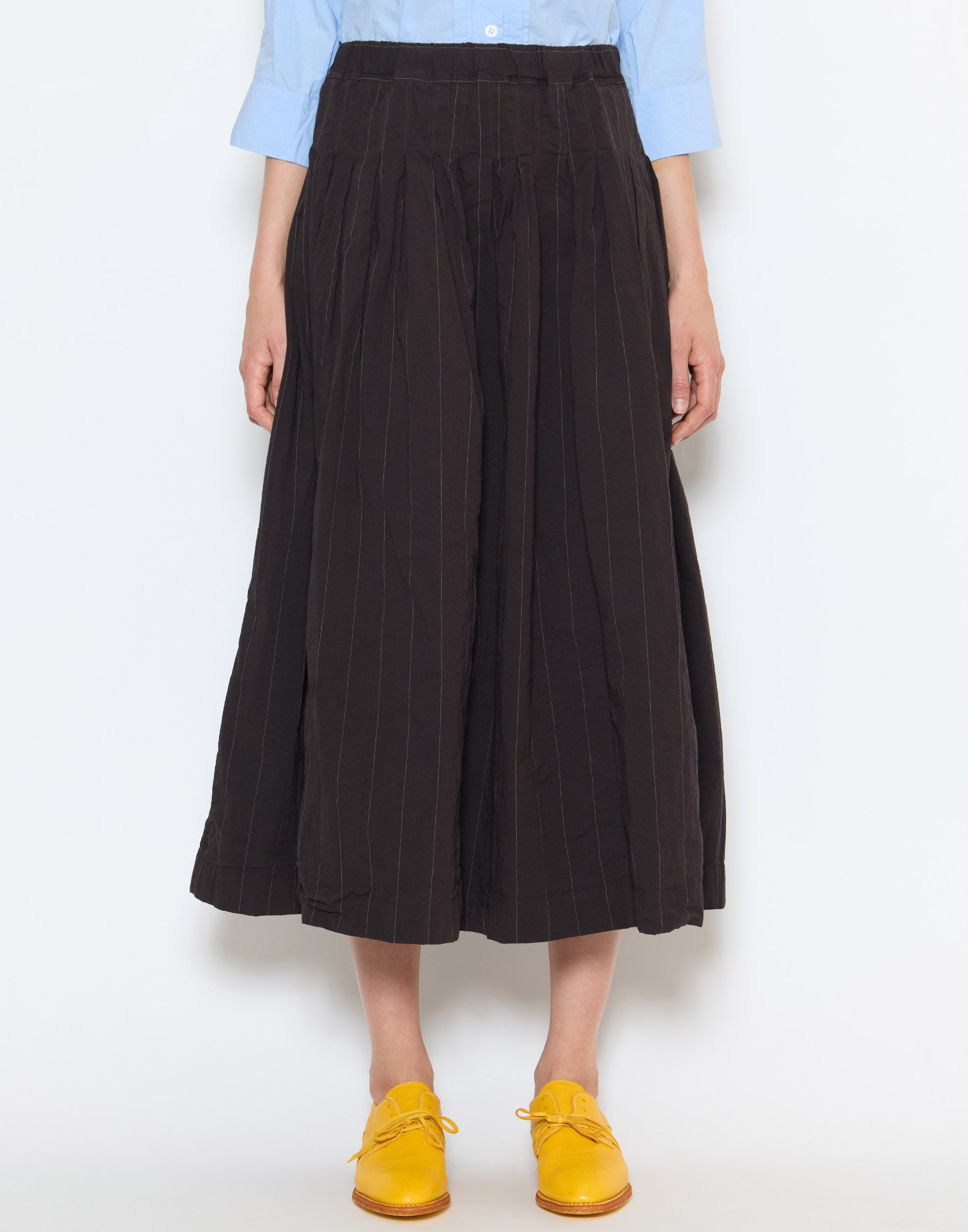 Eggplant Pinstripe Cotton Farmer Skirt