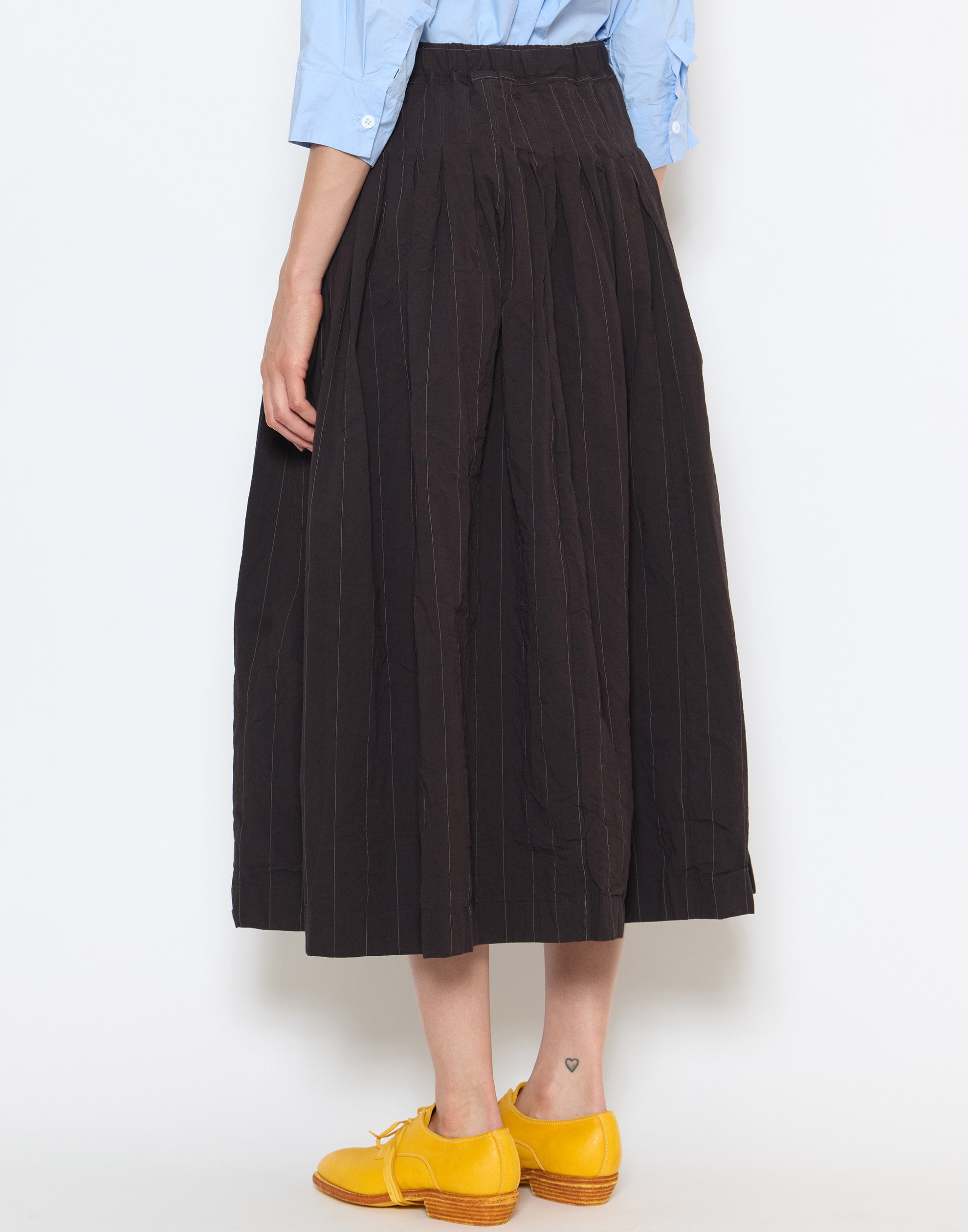 Eggplant Pinstripe Cotton Farmer Skirt