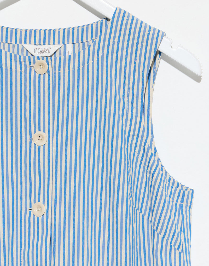Blue & Ecru Stripe Cotton Dress