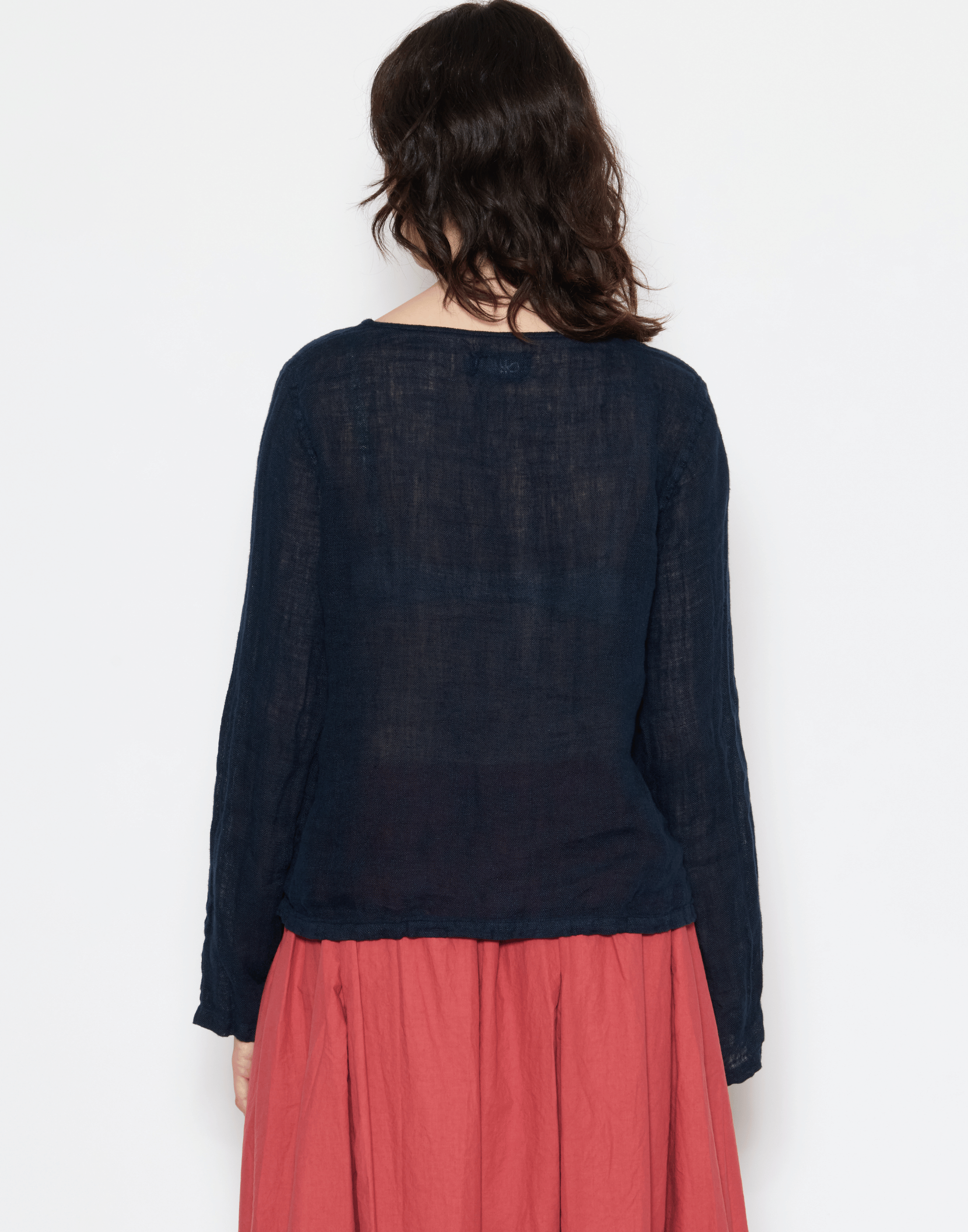 Dark Navy Linen Gauze Lilly Top