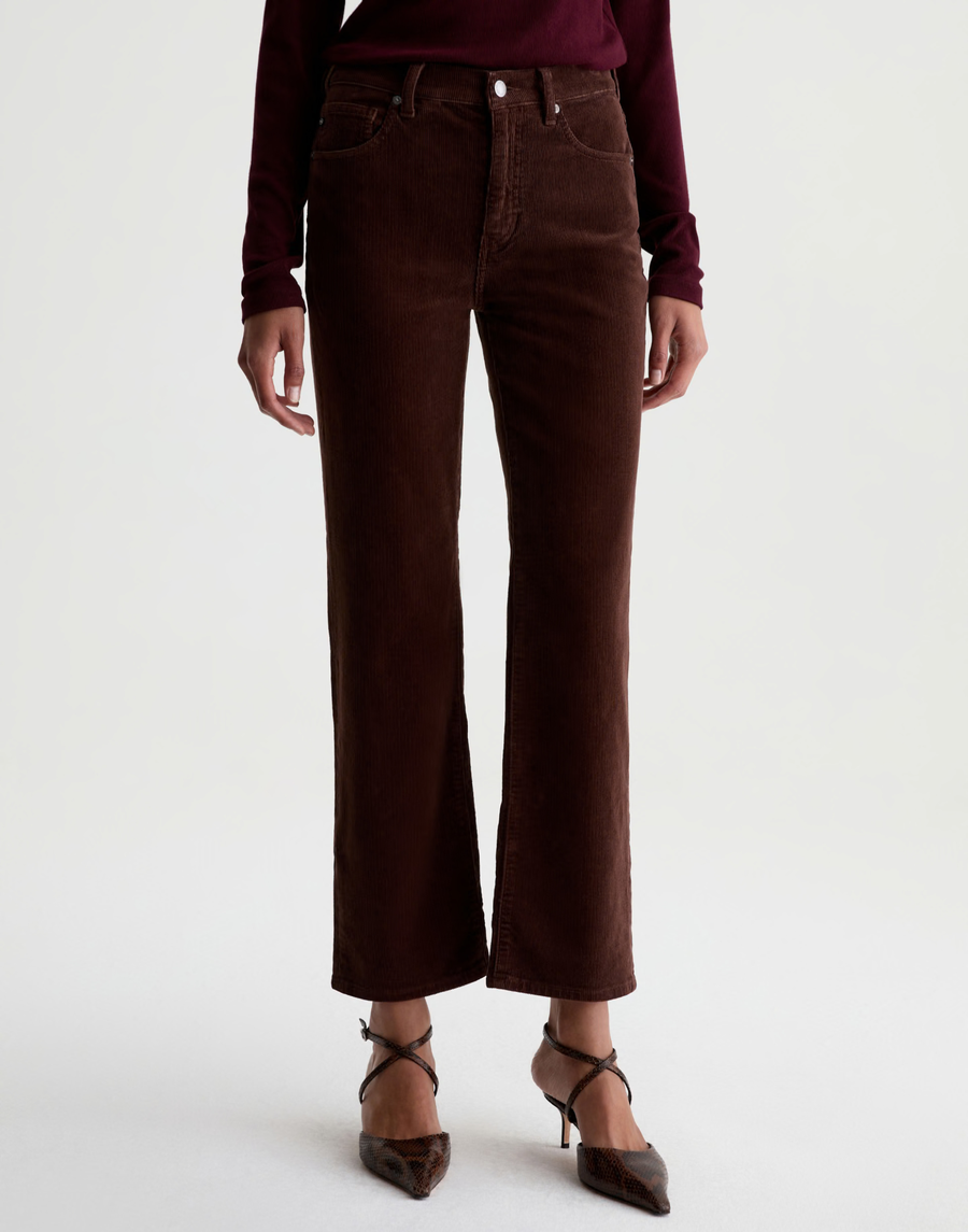 Wood Brown Mid-Rise Brinley Corduroy Pants