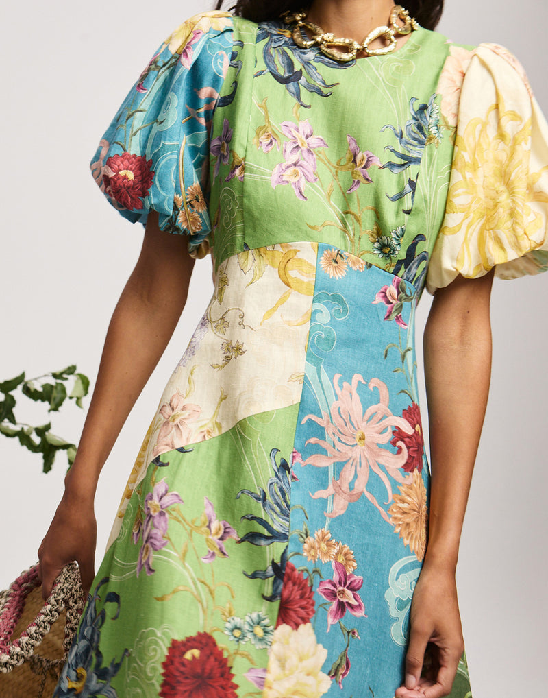 Linen Avery Spliced Midi Dress