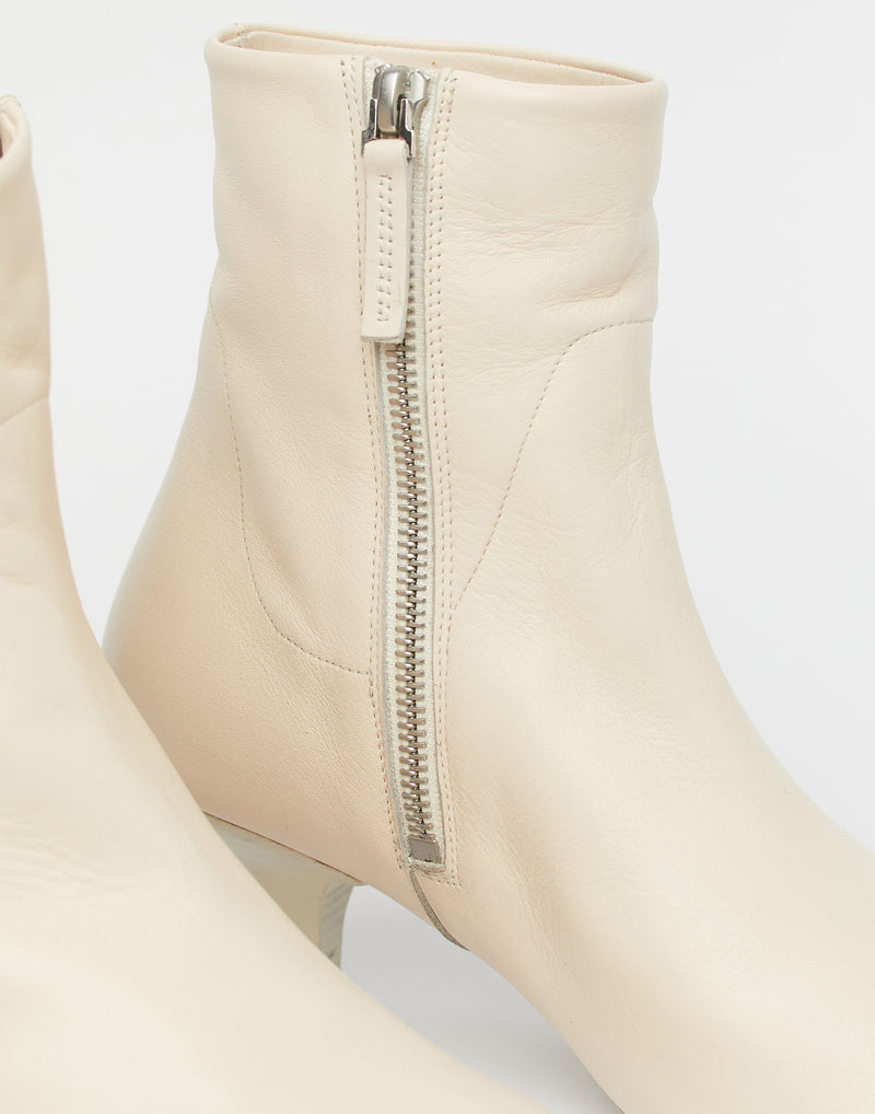 Off White Leather Tronchetto Boots