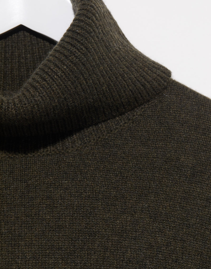 Moss Green Oversized Rollneck Cashmere Pullover