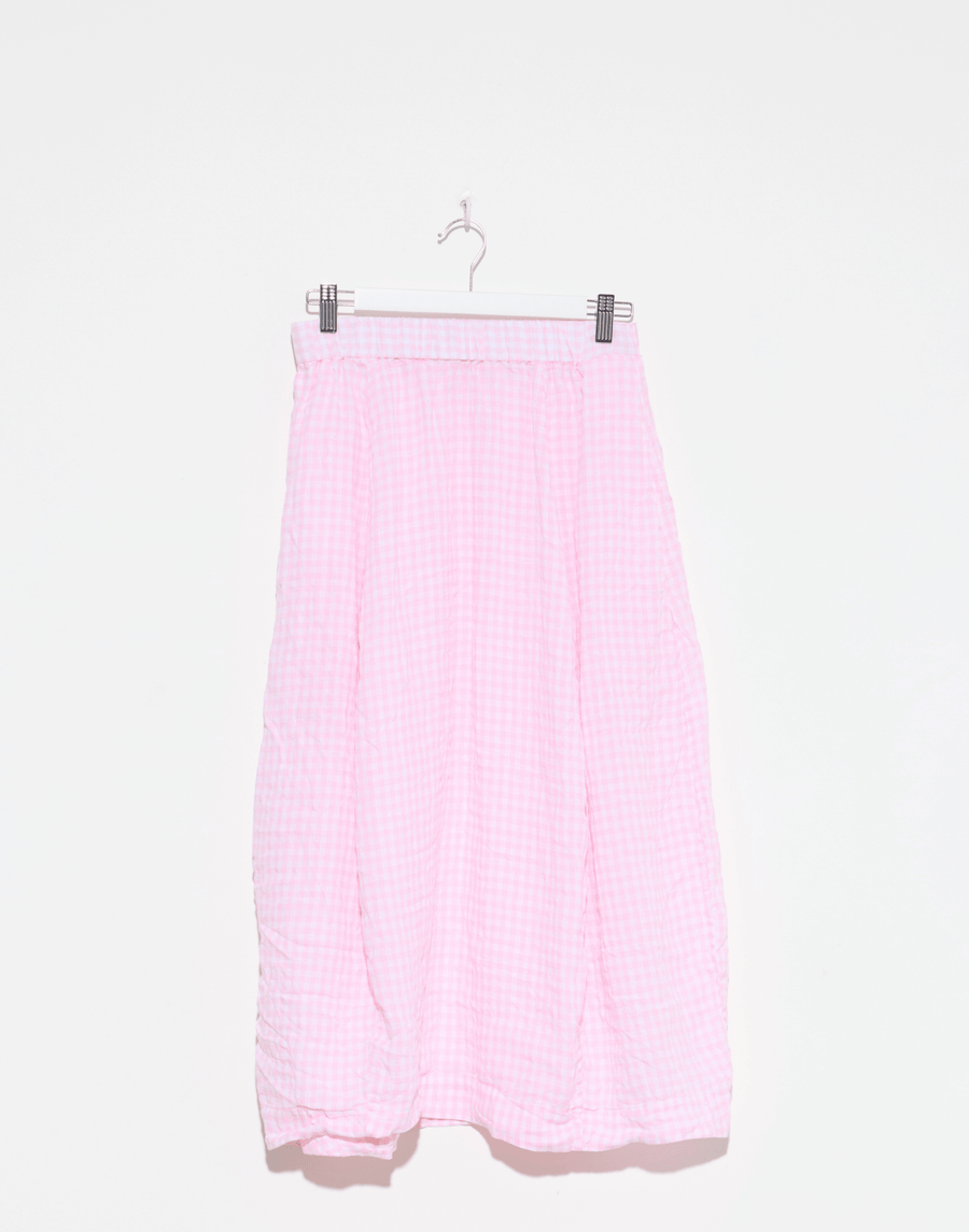 Pink Check Linen Carla Skirt