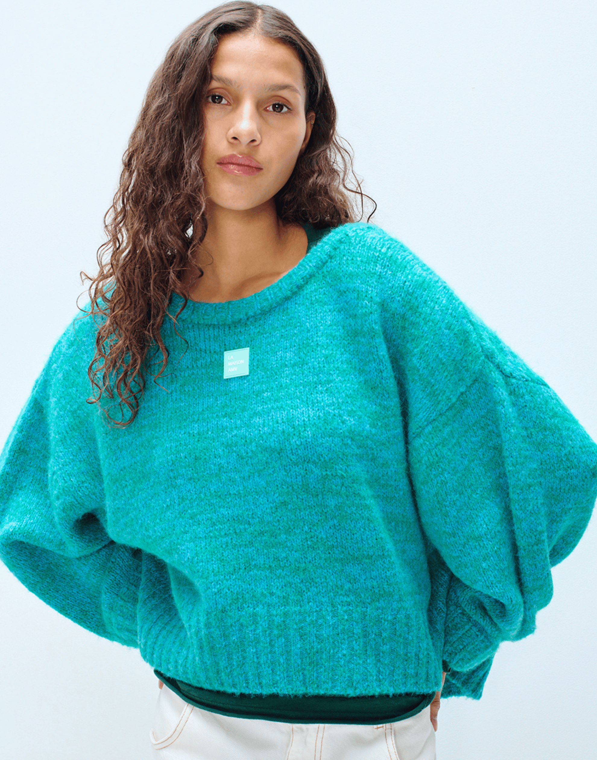 Celestial Melange Wool Blend Boatneck Pullover