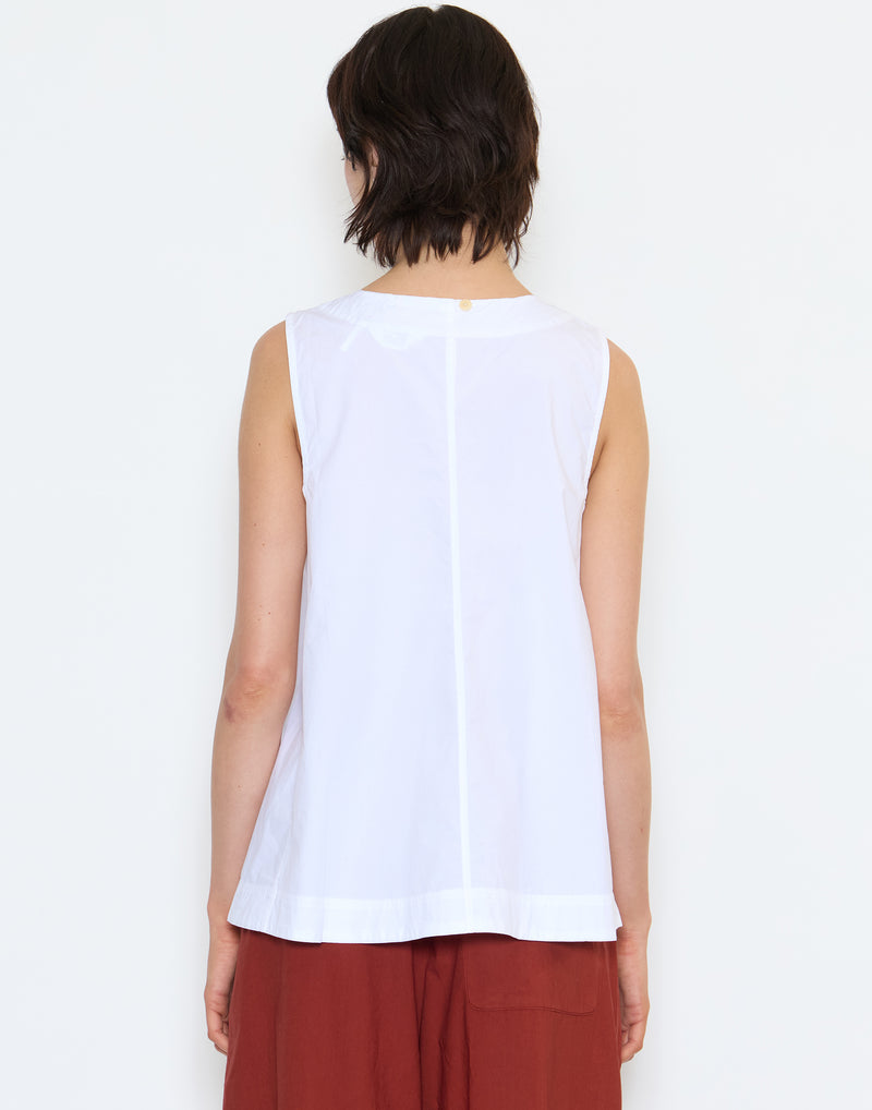 White Cotton Poplin Easy Top