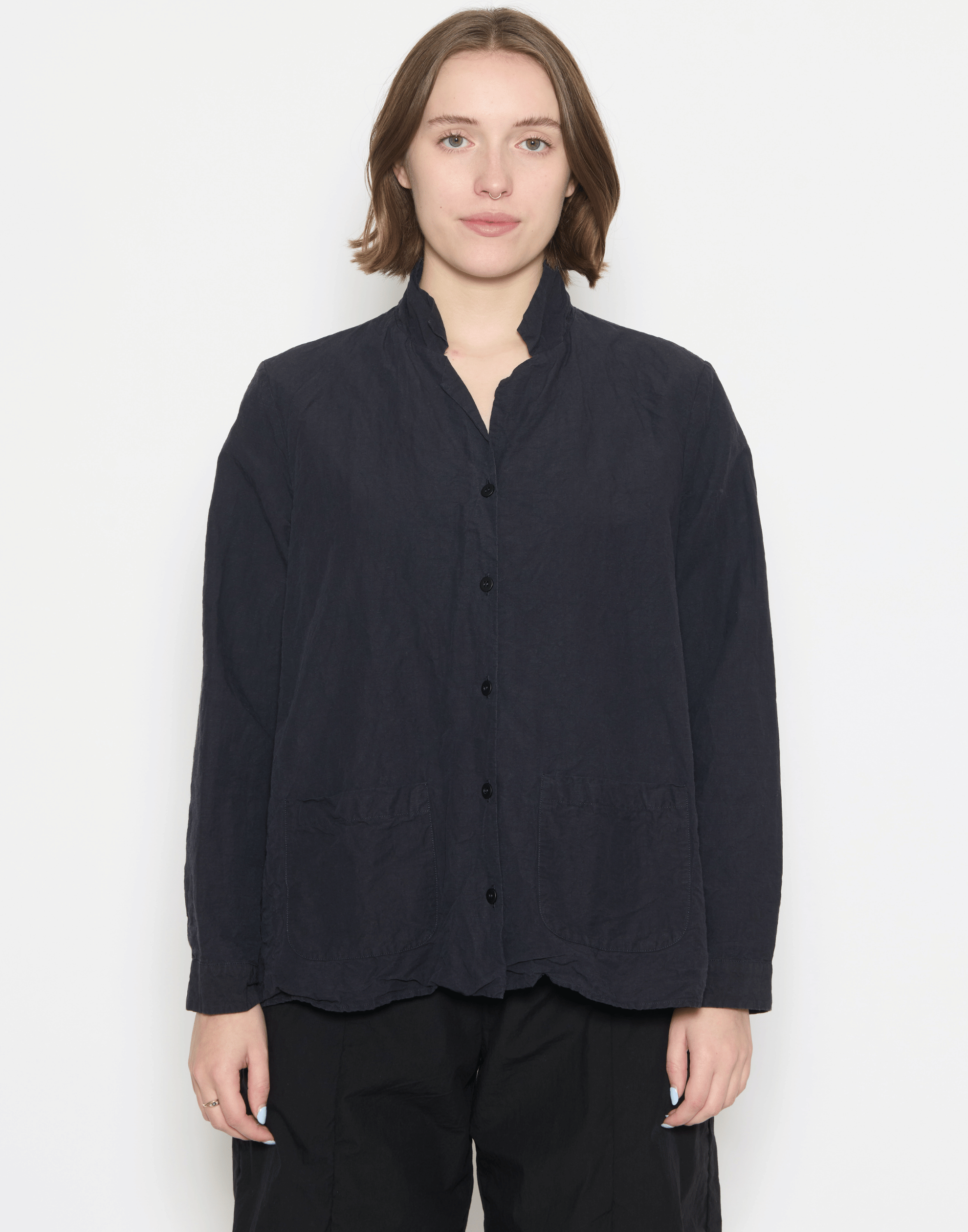 Black Cotton & Linen Jenny Shirt Jacket