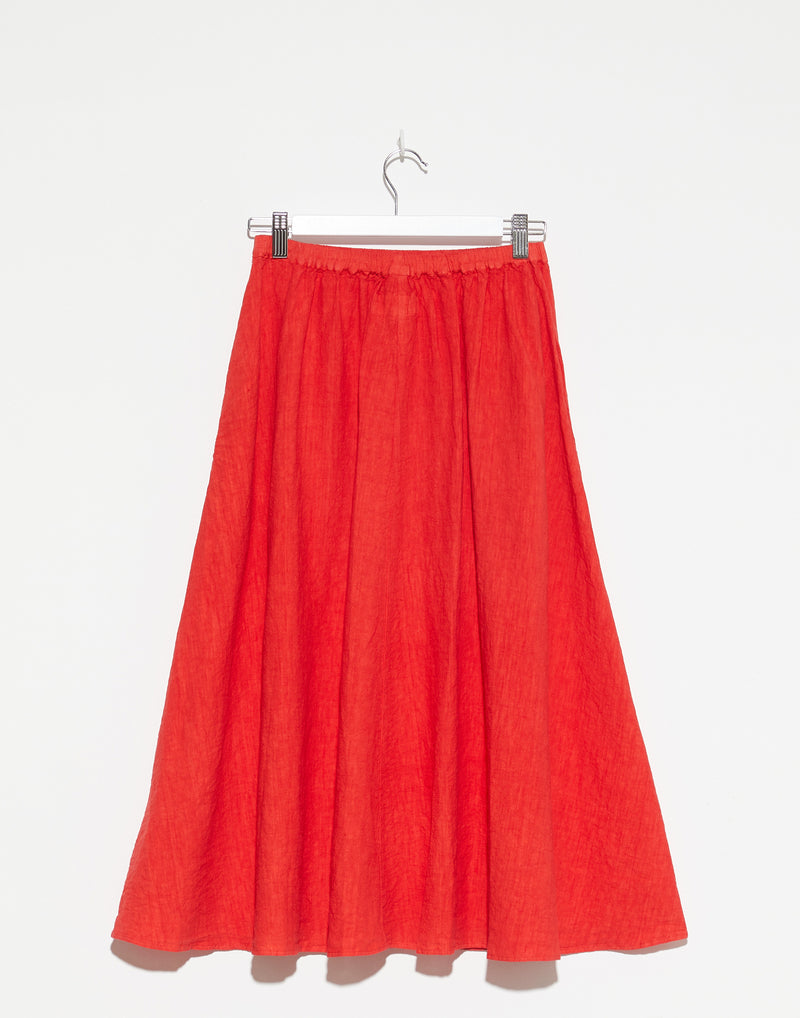Orange Linen Lili Midi Skirt