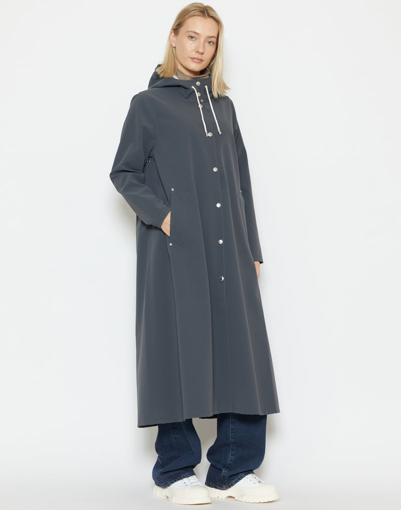 Matte Charcoal Long Moseback Raincoat