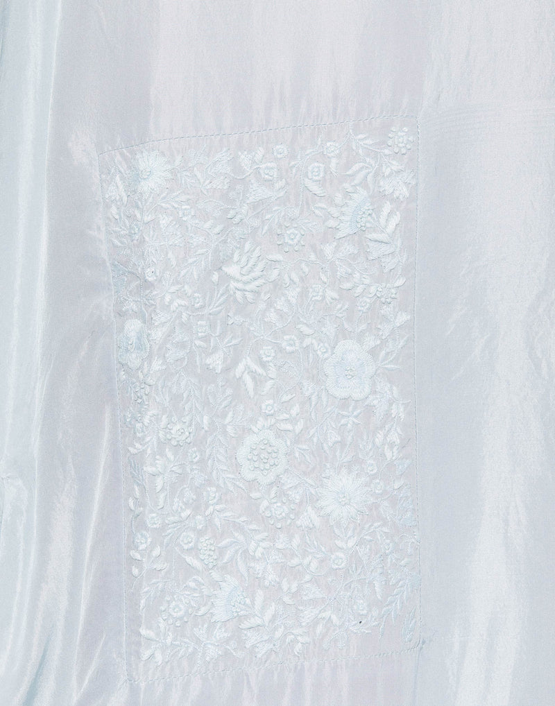 Blue Three Abstracts Embroidered Silk Dress