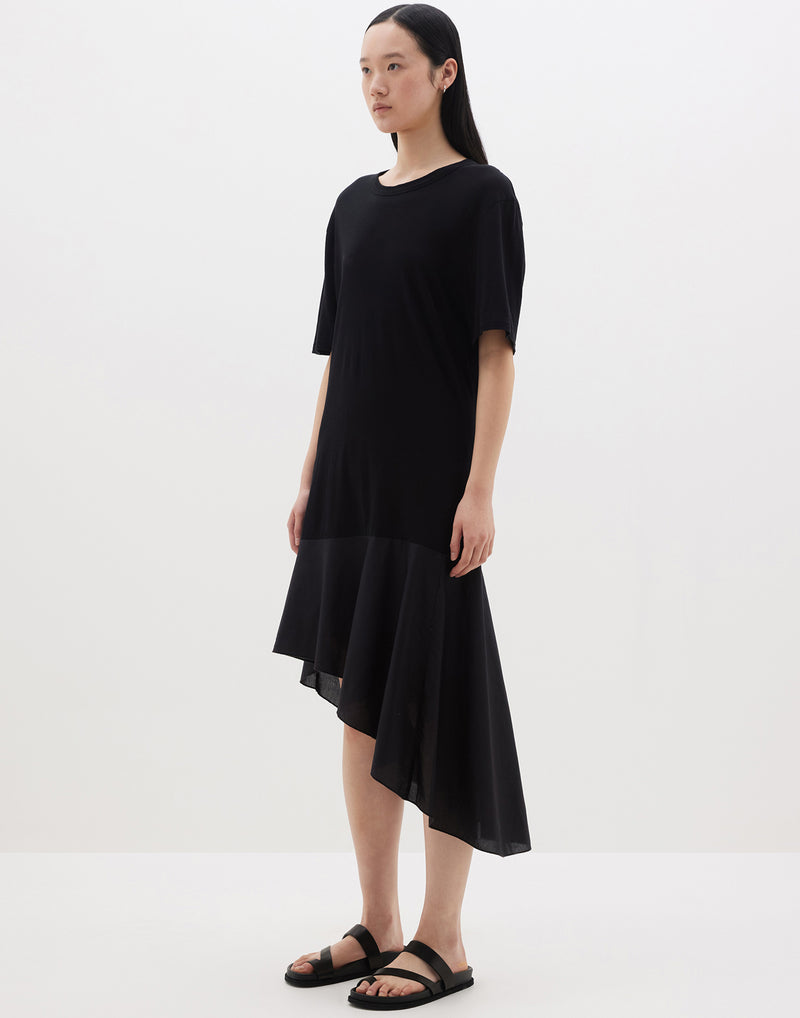 Black Cotton Contrast T-Shirt Dress