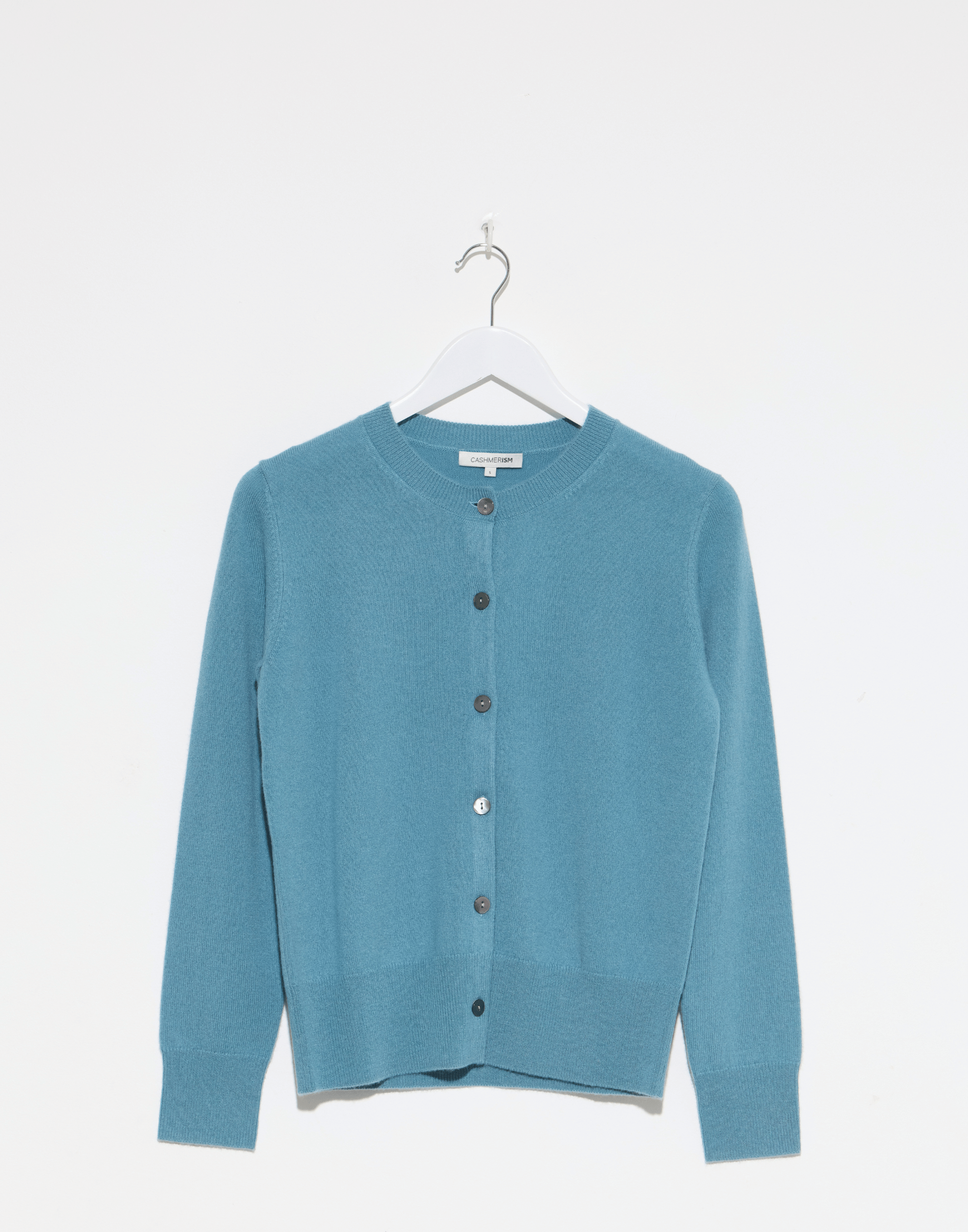 Lake Blue Cashmere Crew Neck Cardigan