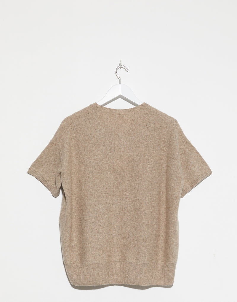 Beige Cashmere & Wool Half Sleeve Pullover