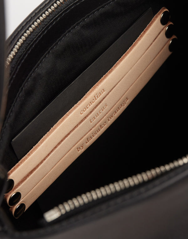 Small Black Leather Parallel Bag