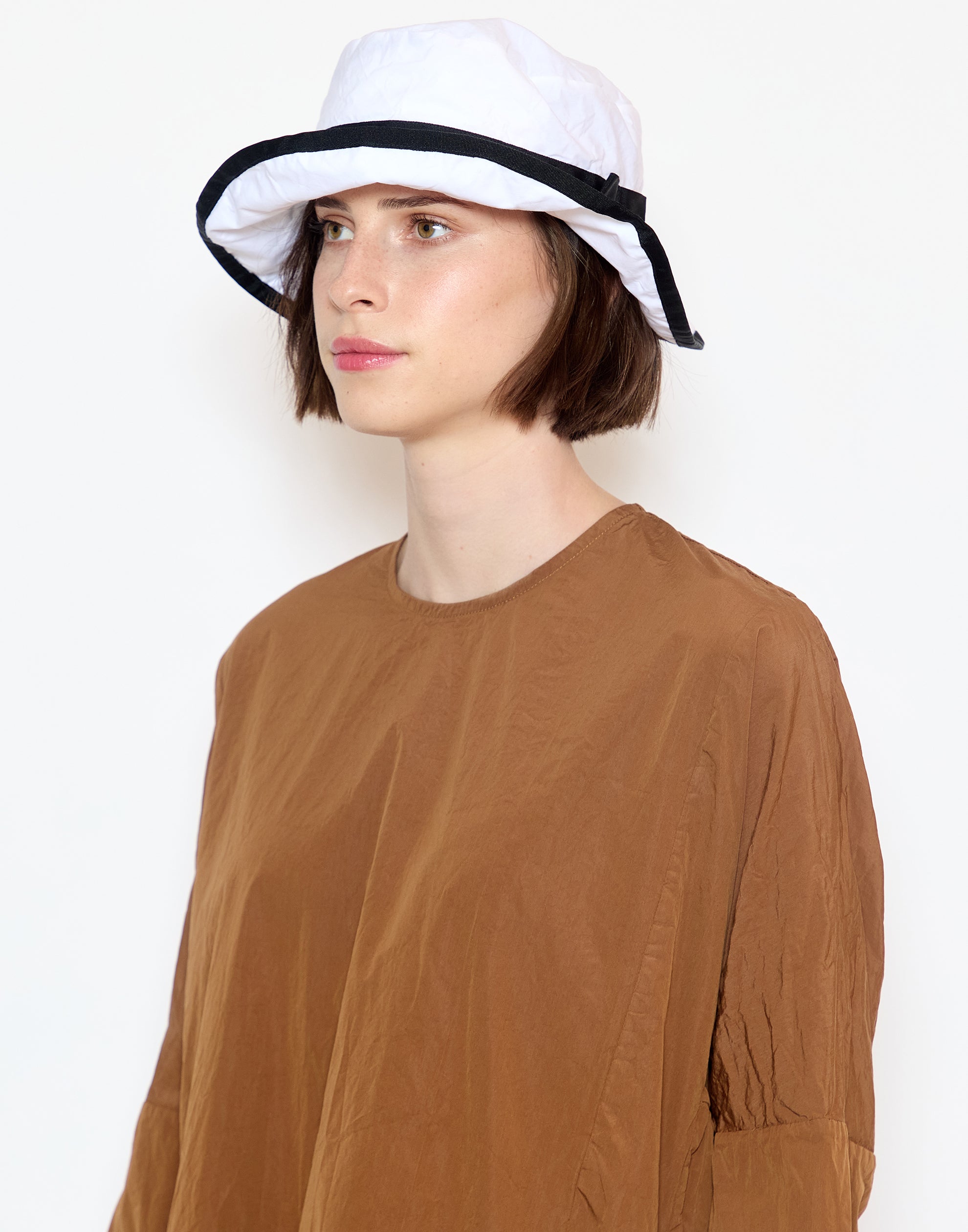 White & Black Cotton Canotier Hat