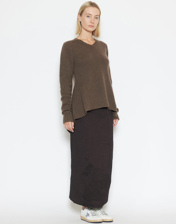 Coffee Brown Cashmere Knit Pullover