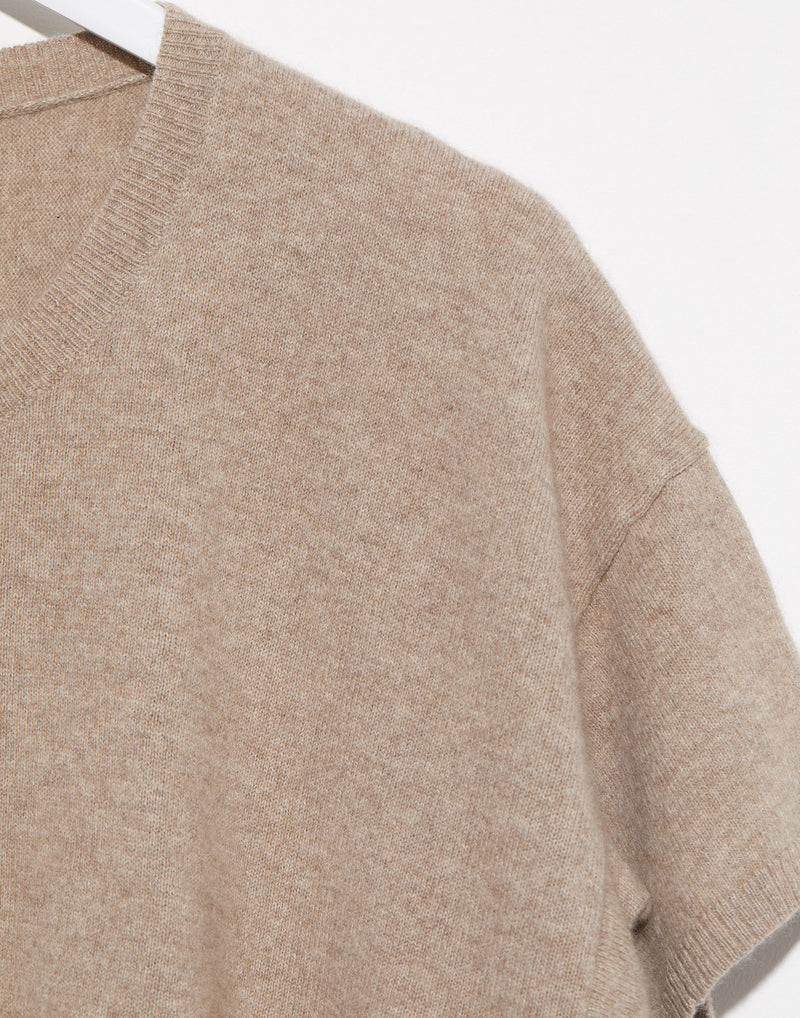 Beige Cashmere & Wool Half Sleeve Pullover