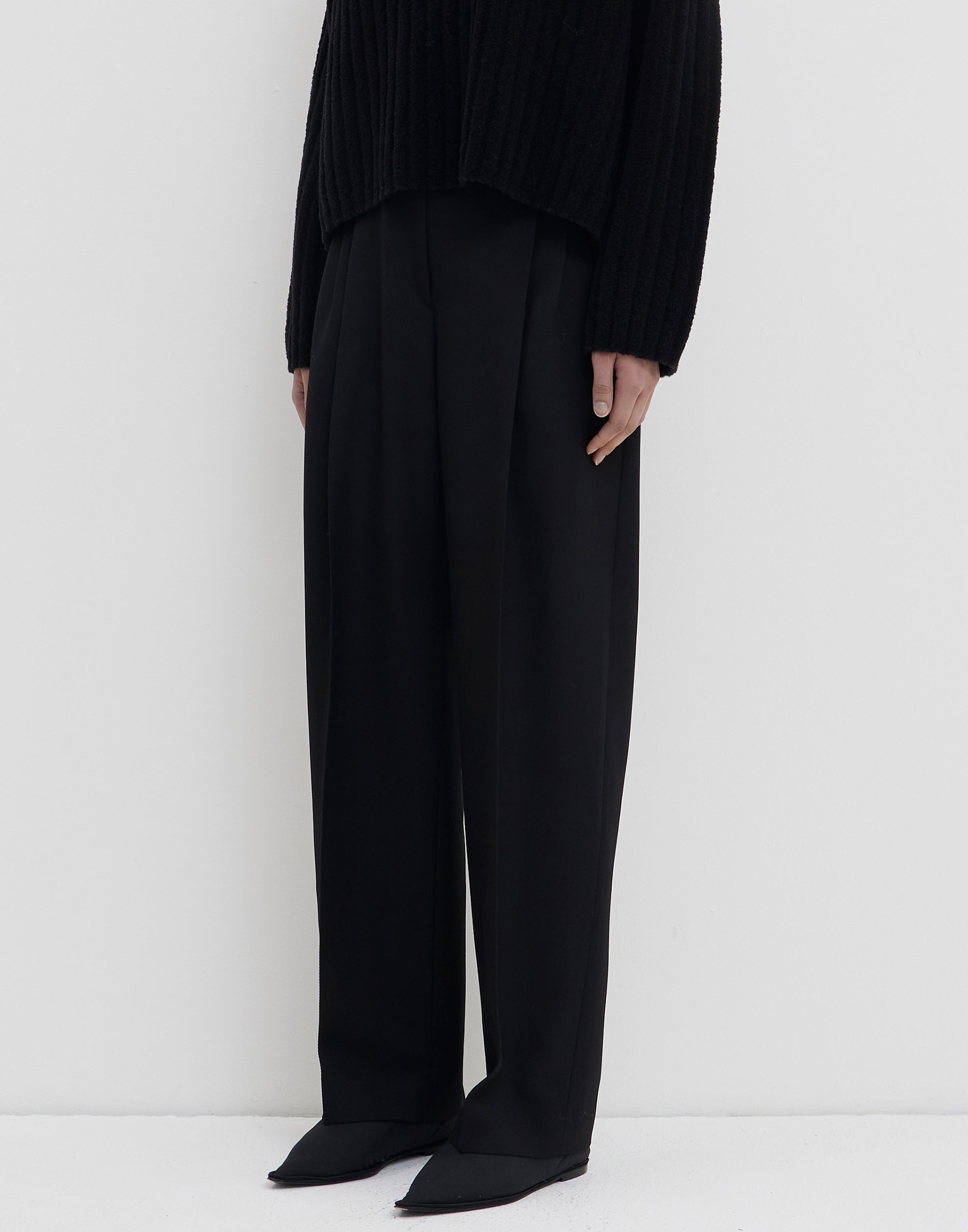 Black Cotton Blend Pachini Trousers