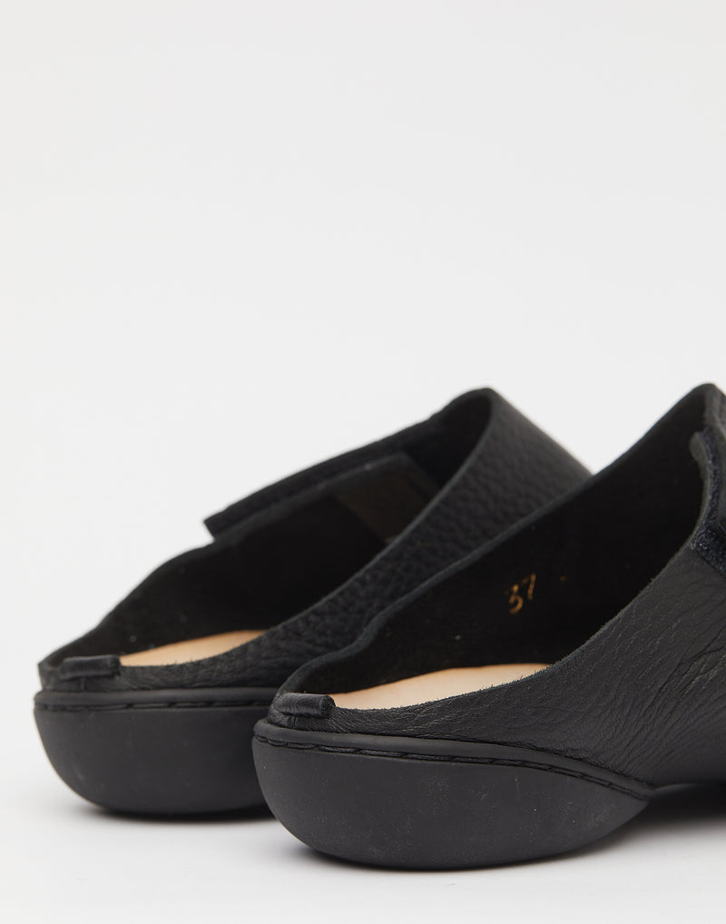 Black Leather & Velcro Distort Slides