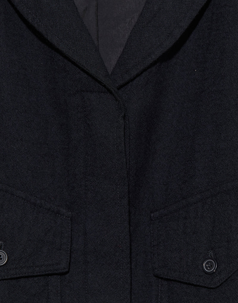 Black Wool & Cotton Trench Coat