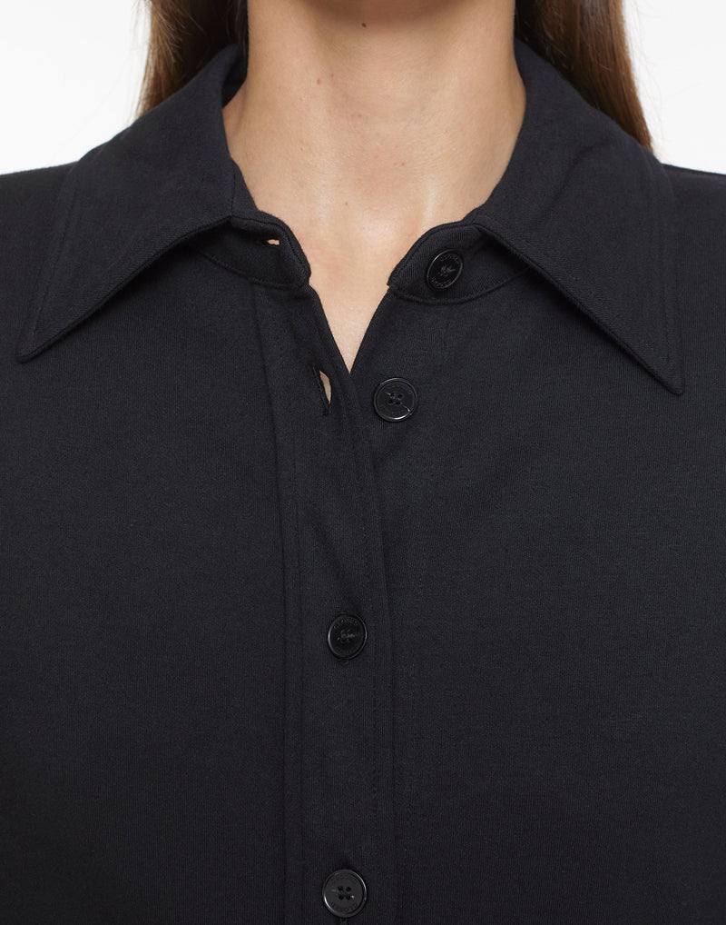 Black Cotton Jersey Fitted Shirt