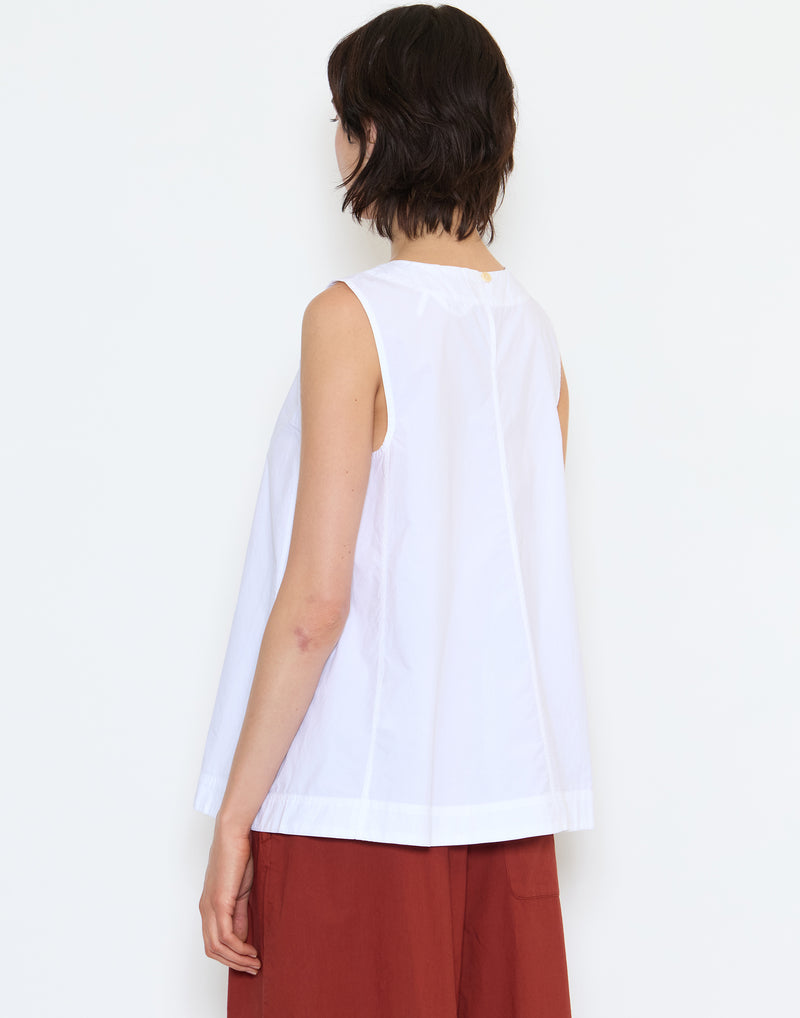 White Cotton Poplin Easy Top