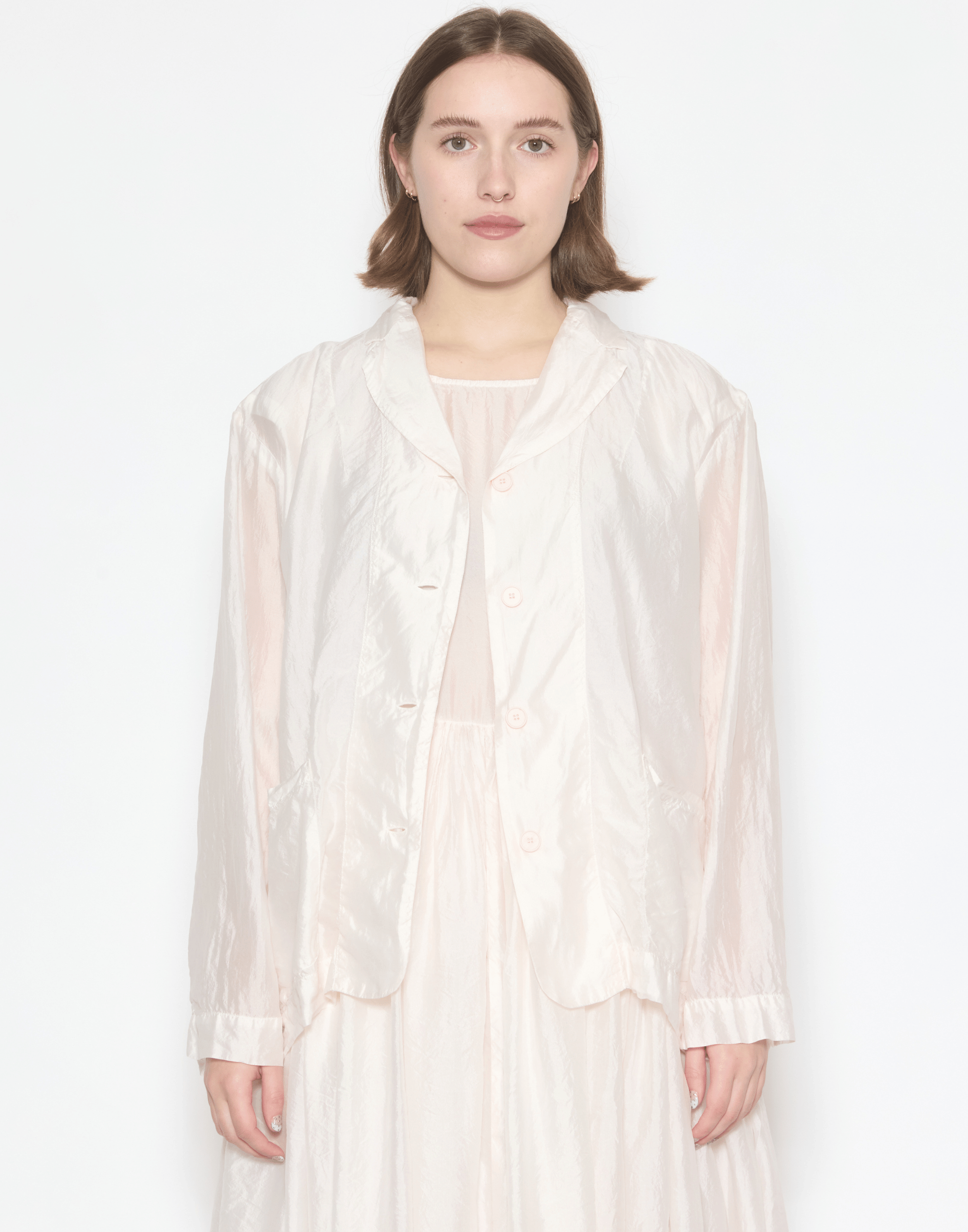 Blush Pink Silk Shylk Oversized Jacket