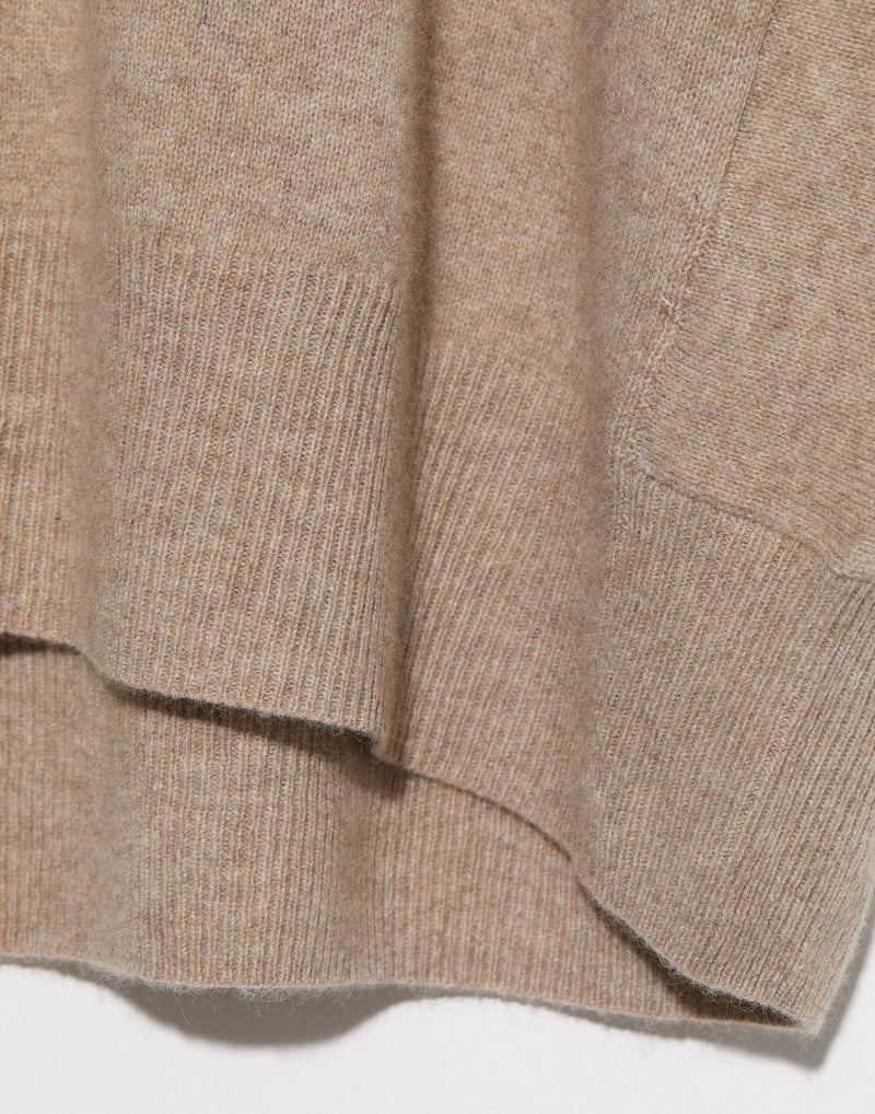 Beige Cashmere & Wool Half Sleeve Pullover