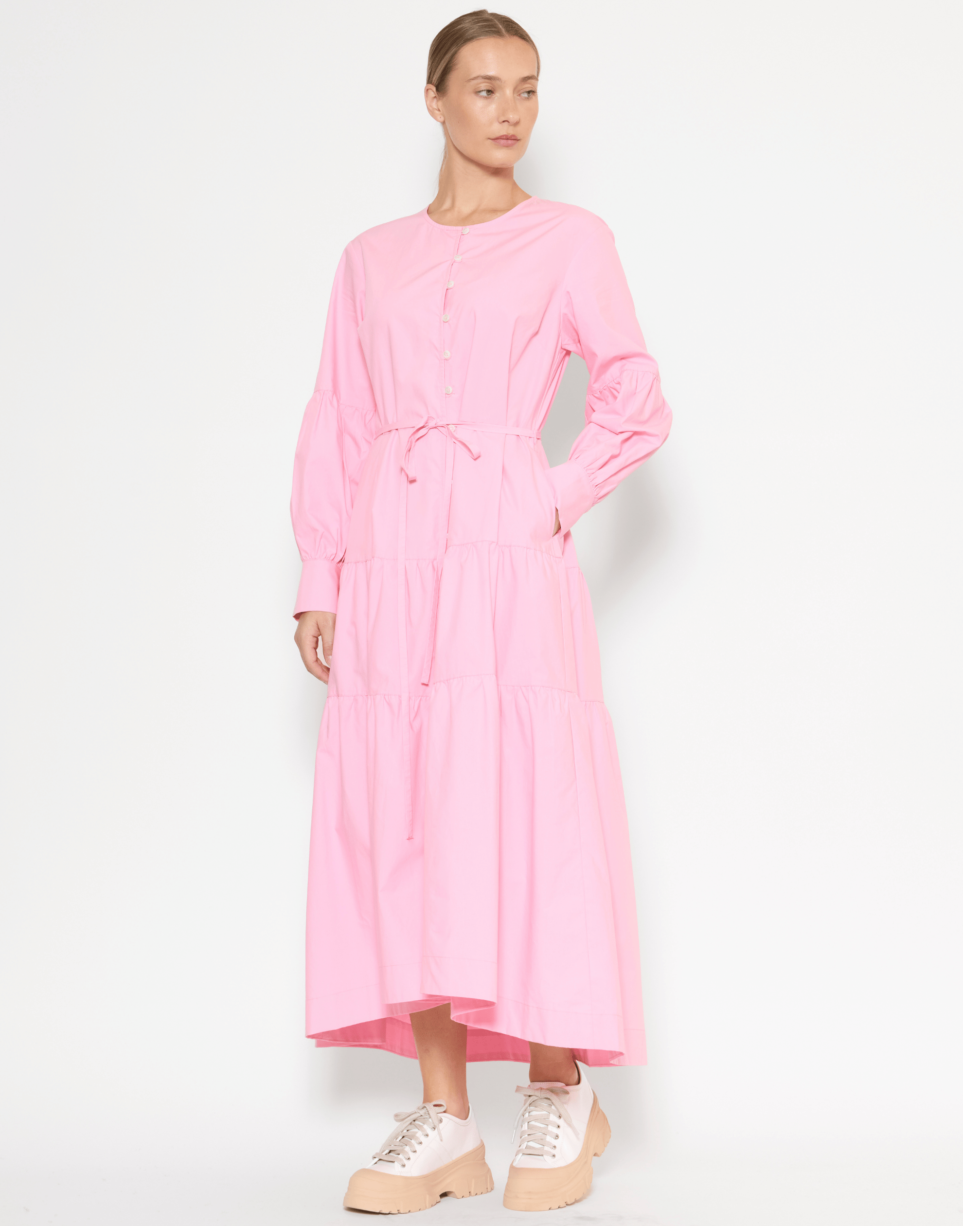Taffy Pink Cotton & Tencel Nora Dress