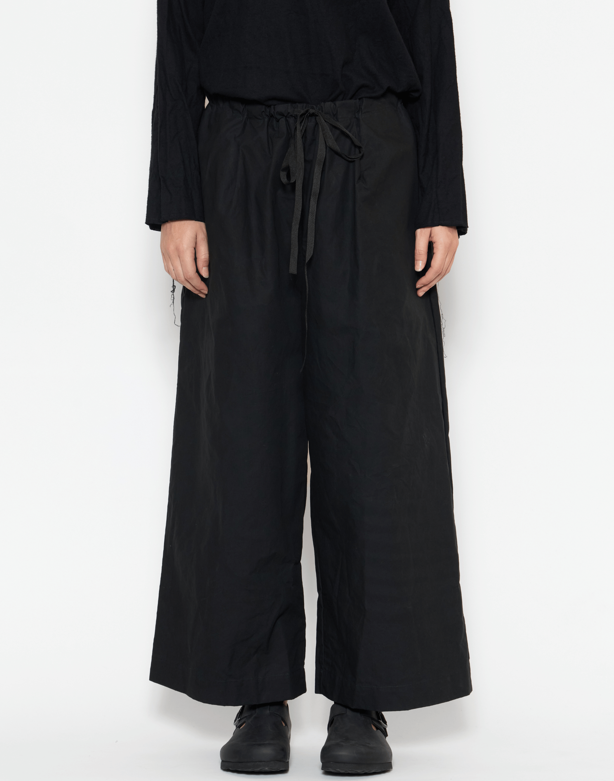 Black Waxed Cotton Pants