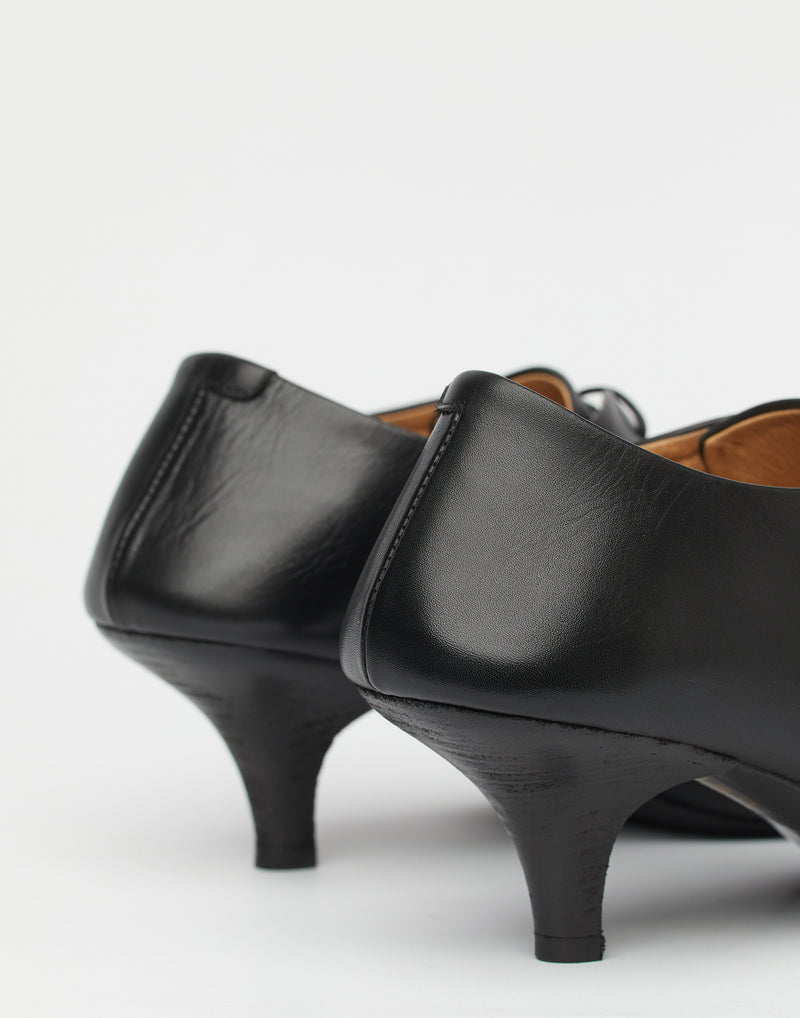 Black Leather Tillo Lace Up Heels
