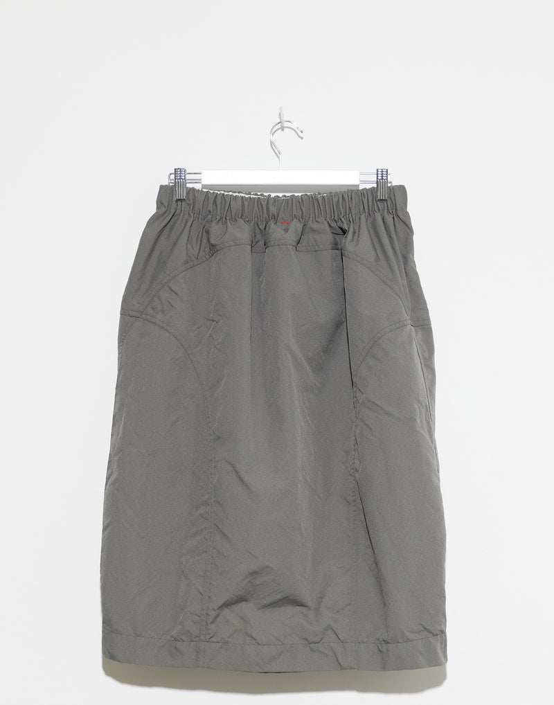 Chrome Grey Twill Balloon Midi Skirt