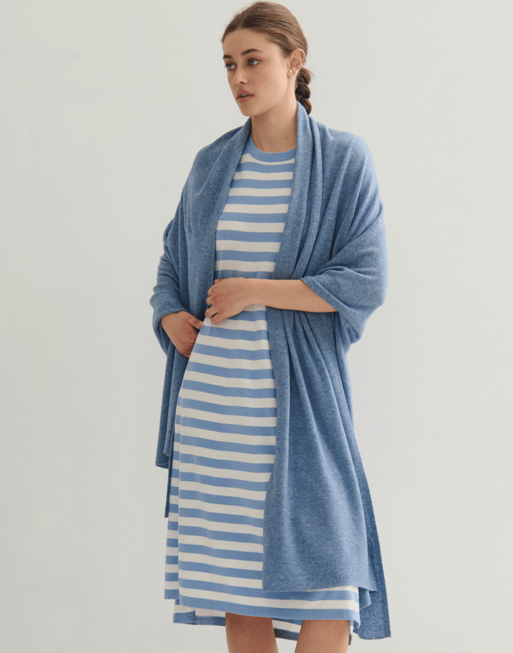 Denim Cashmere Oversized Travel Wrap