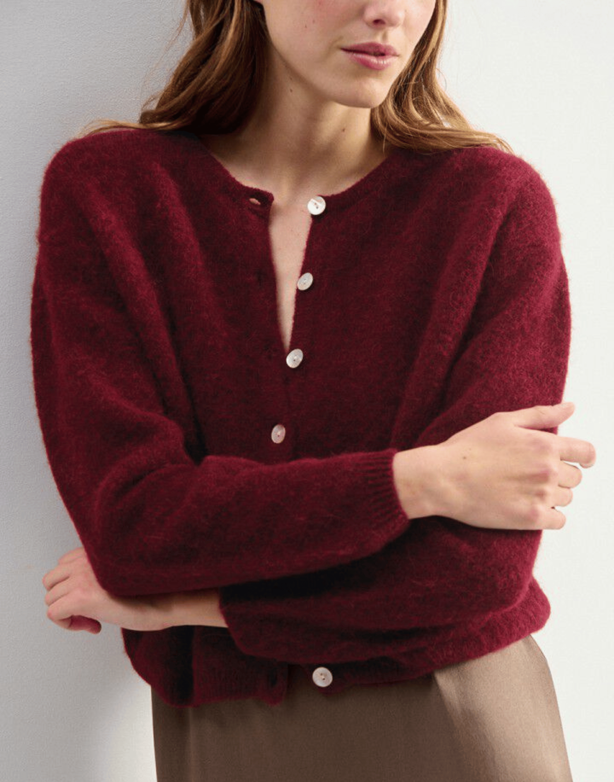 Cherry Melange Wool & Alpaca Vitow Cardigan