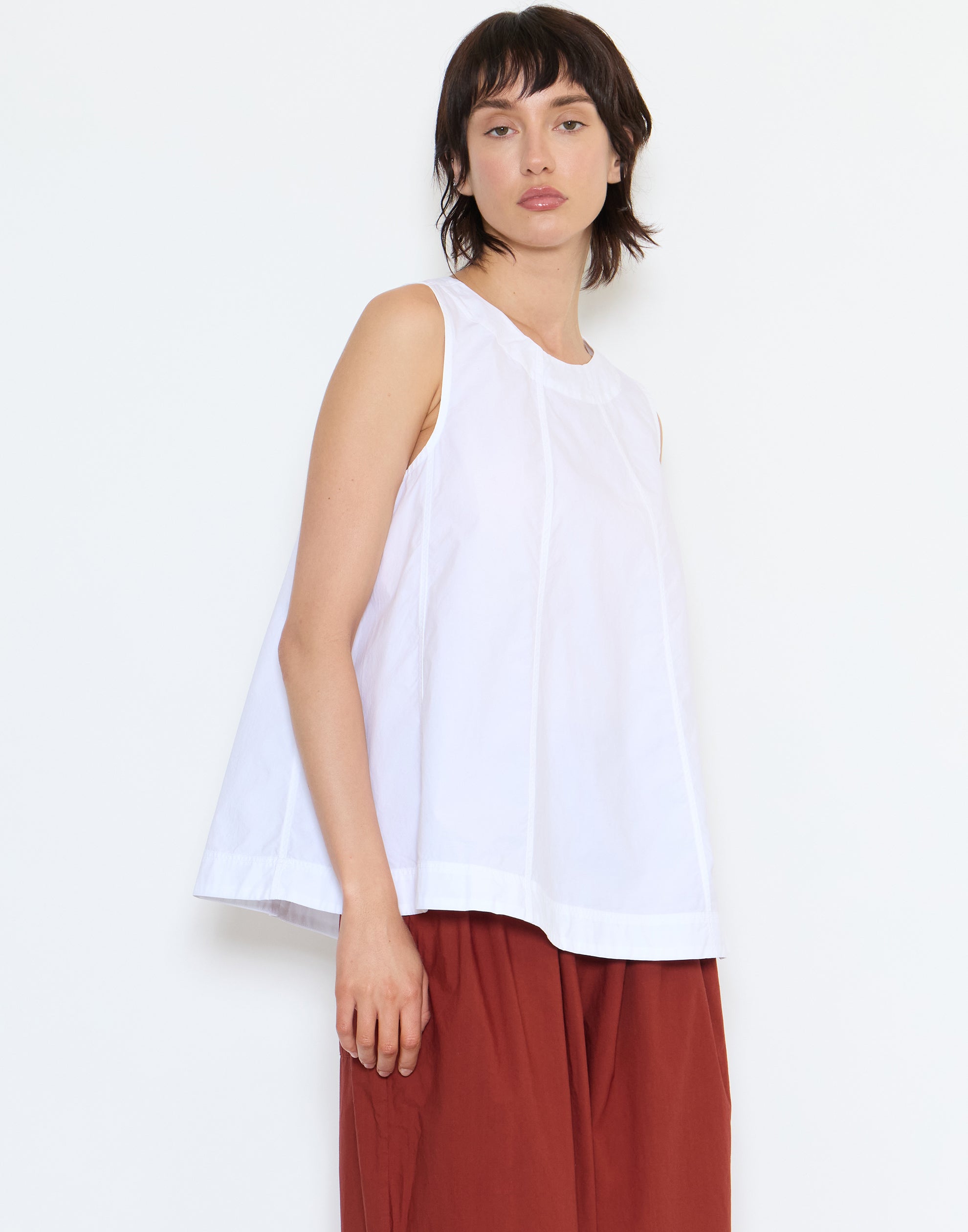 White Cotton Poplin Easy Top