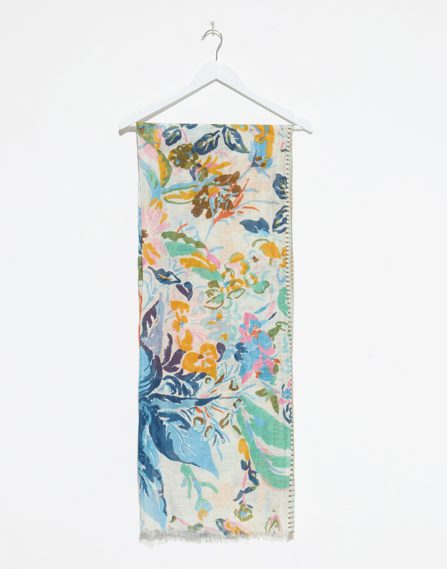 Mandarin Painted Linen & Cotton Scarf