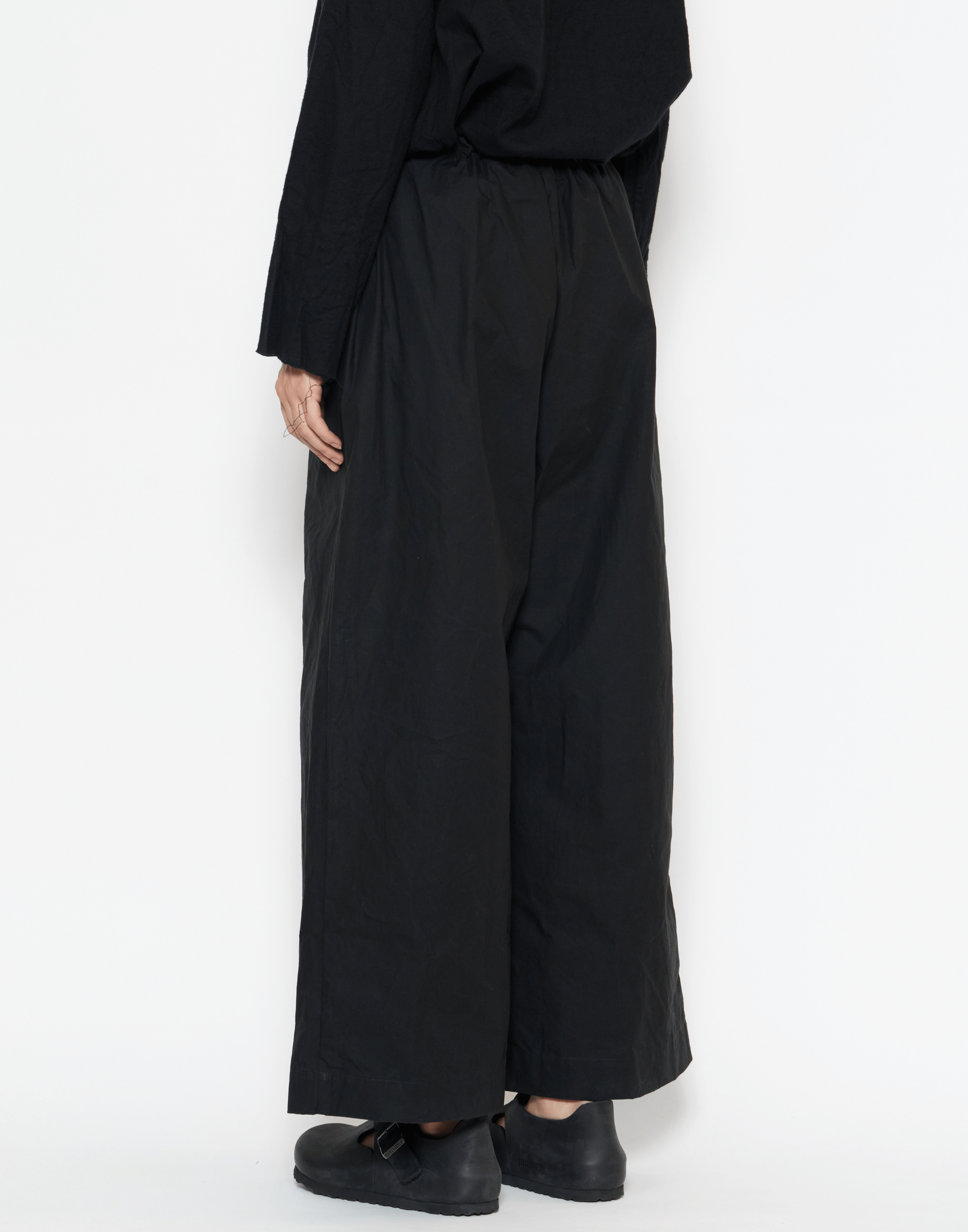 Black Waxed Cotton Pants