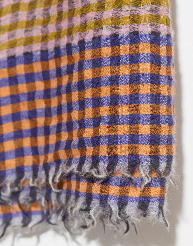 Green & Pink Plaid Wool Scarf