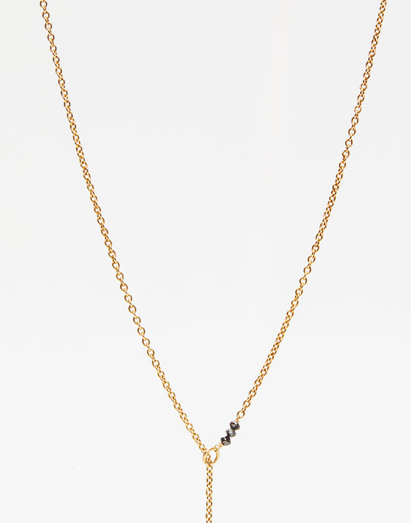 082.03 Gold & Black Diamond Lariat Necklace