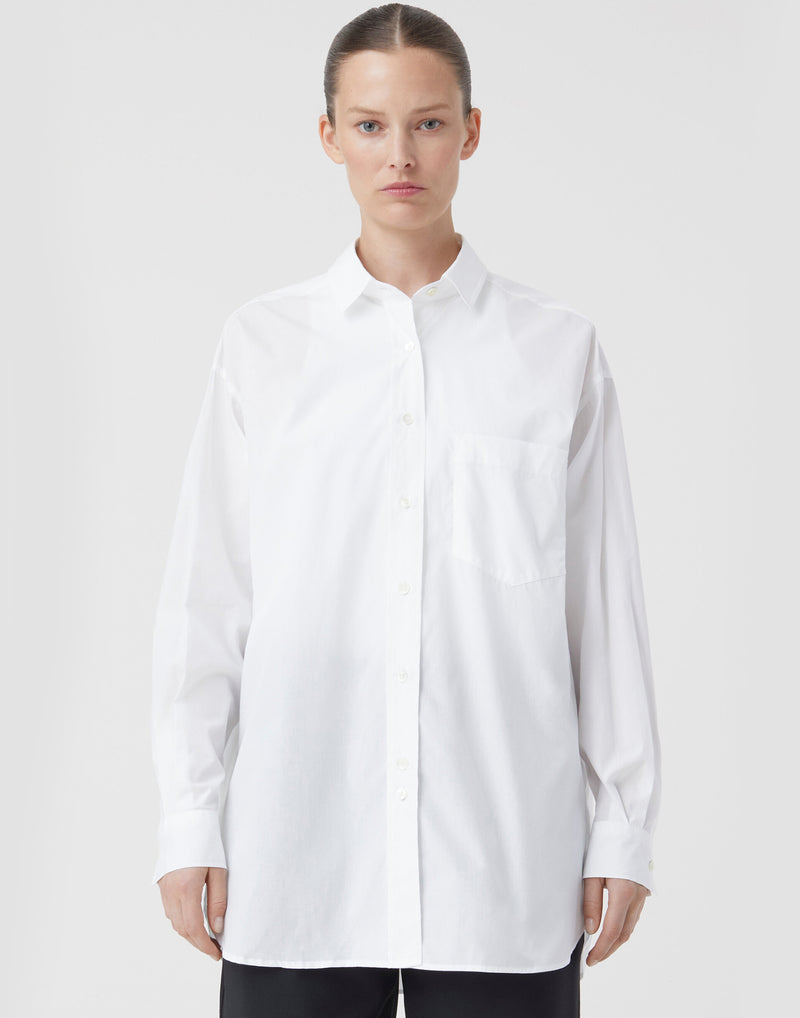 White Cotton Poplin Oversized Shirt