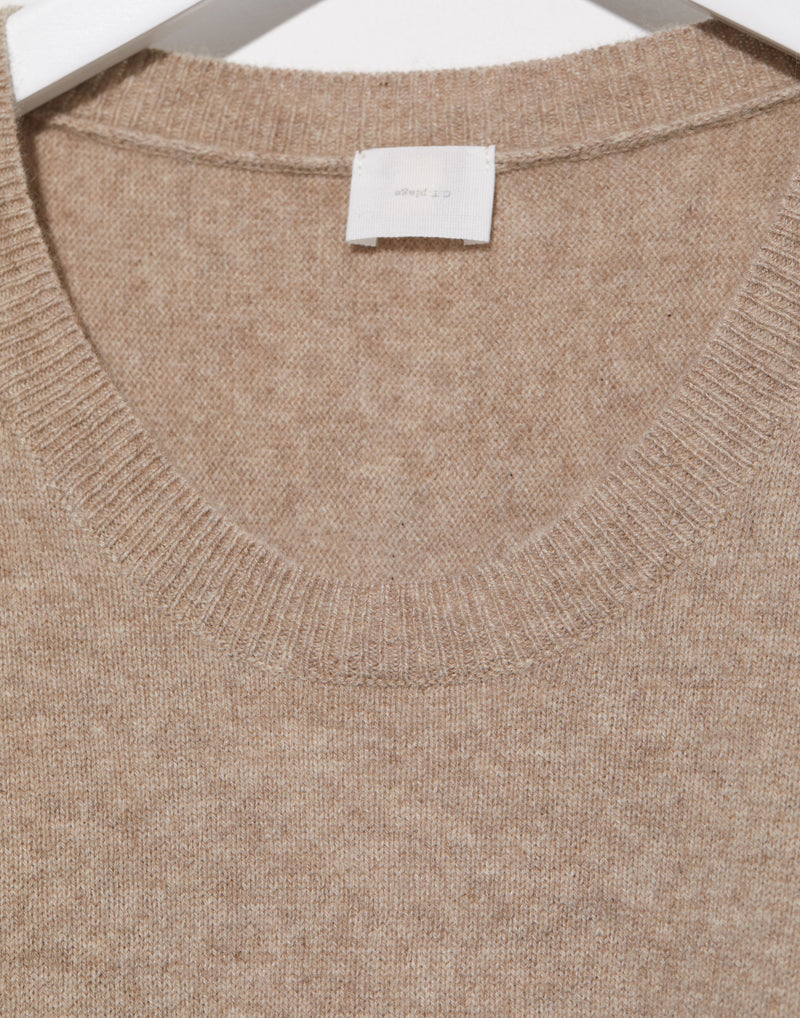 Beige Cashmere & Wool Half Sleeve Pullover
