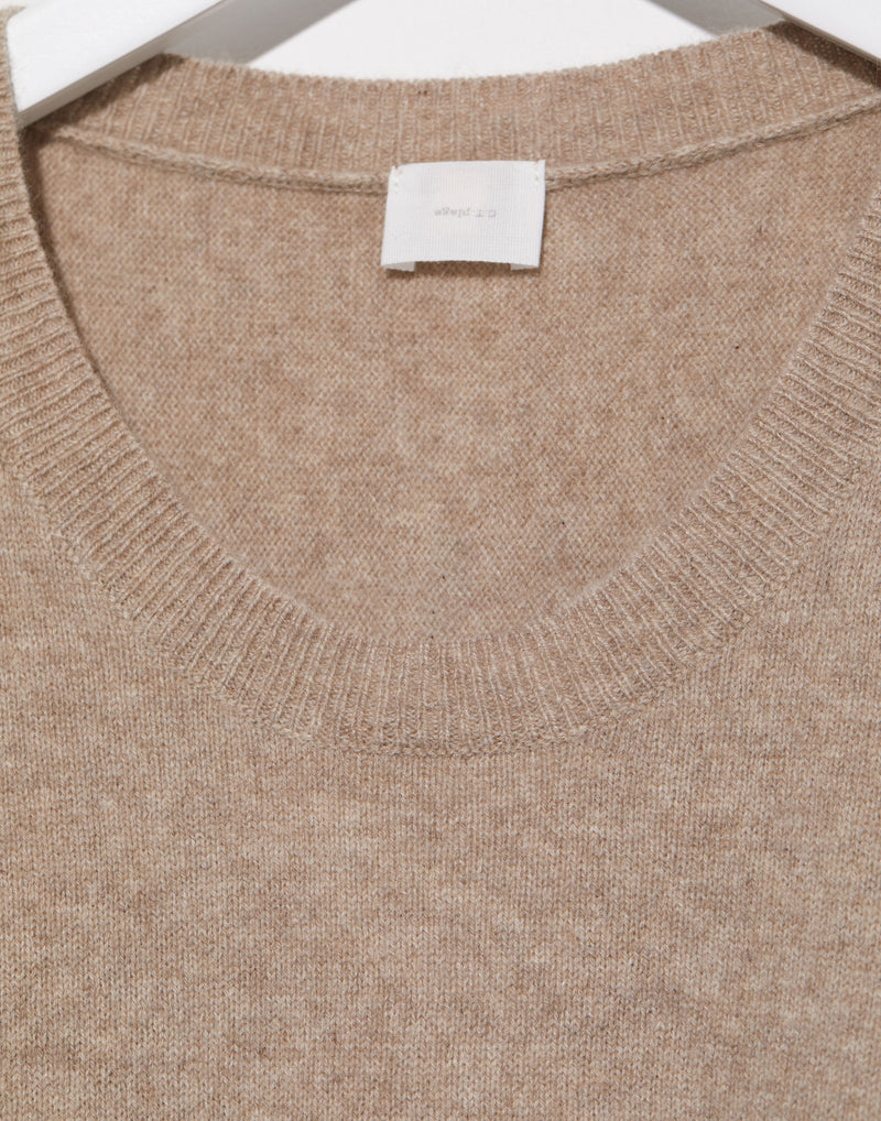 Beige Cashmere & Wool Half Sleeve Pullover