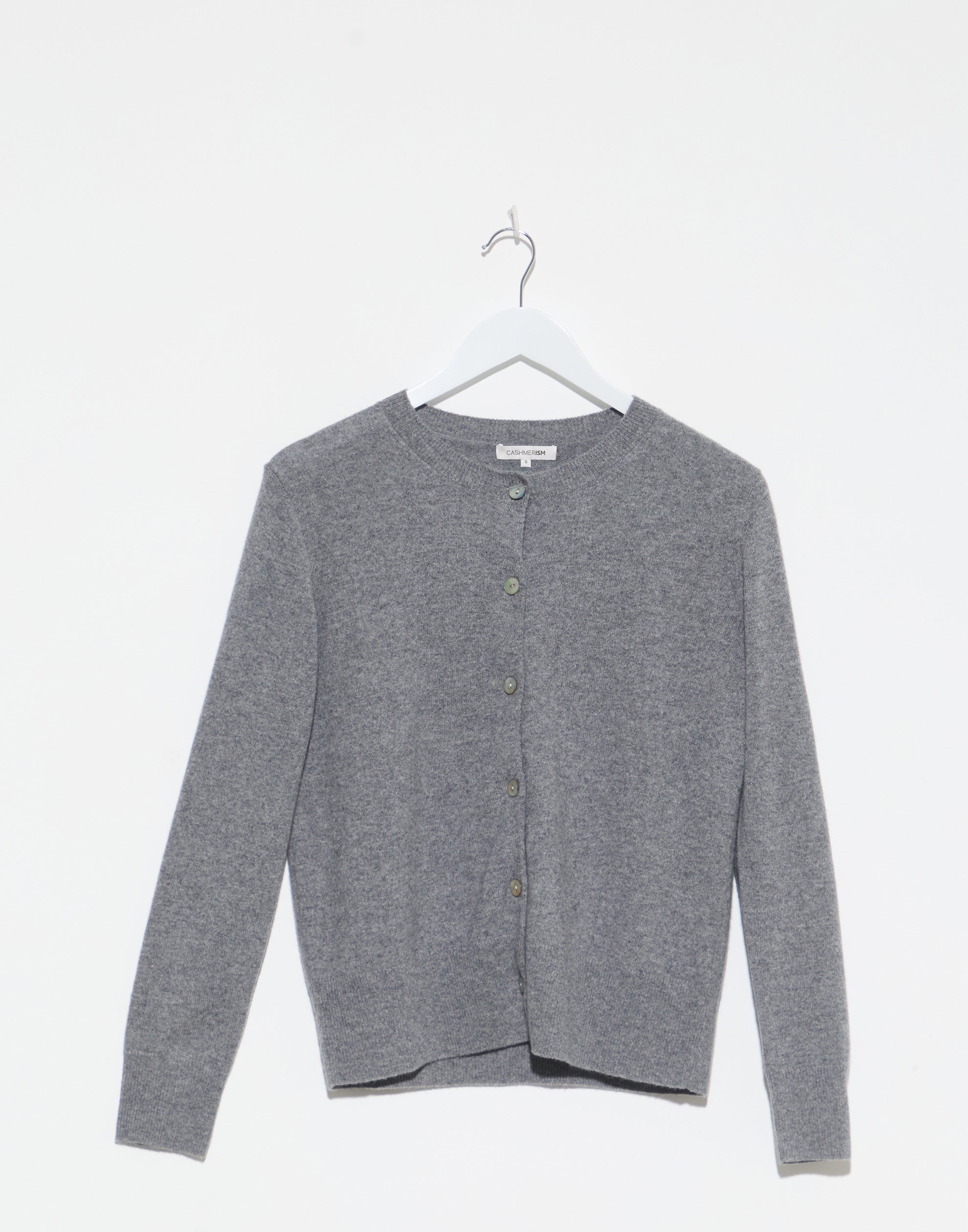 Mid Grey Cashmere Crew Neck Cardigan