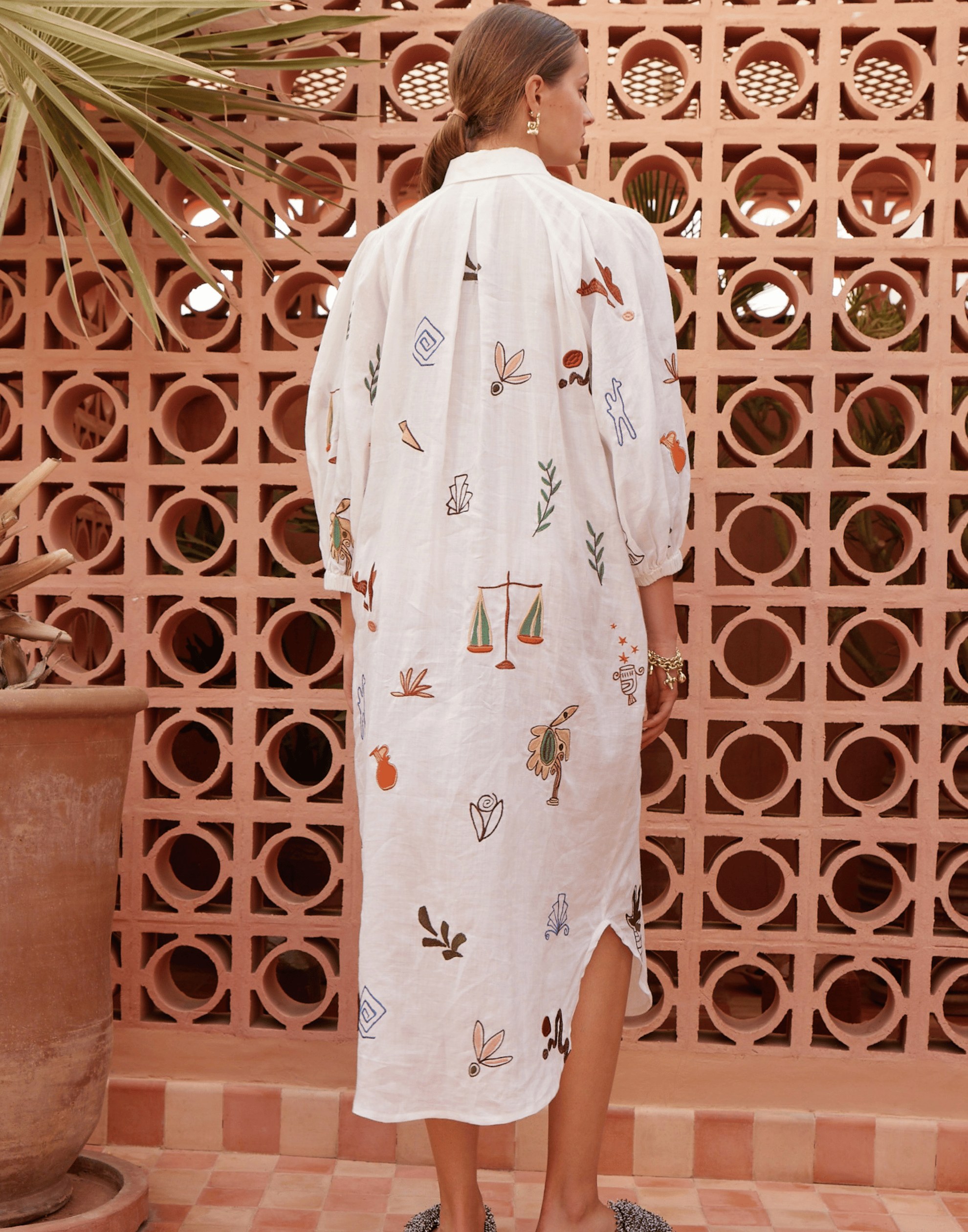 Ramie Embroidered Mina Shirt Dress