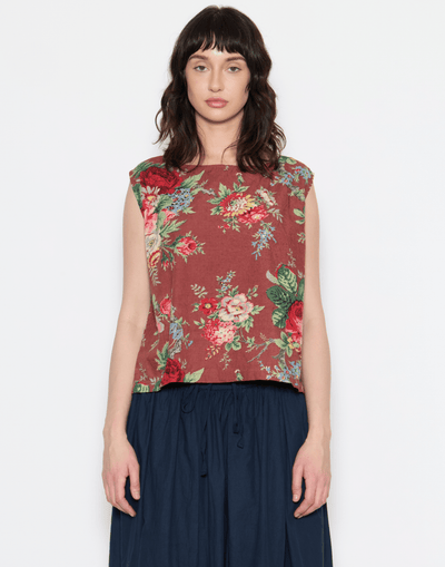 Sunset Floral Print Cotton Poplin Anna Top